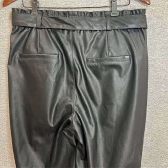 Guess Pants Womens Size Medium Leather Elastic Waist Belted Black High Rise - Picture 4 of 16